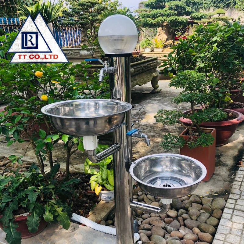 Cây nước inox đa năng 2 chậu rửa không đèn