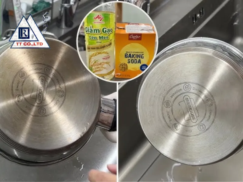 Vệ sinh inox bằng giấm và baking soda