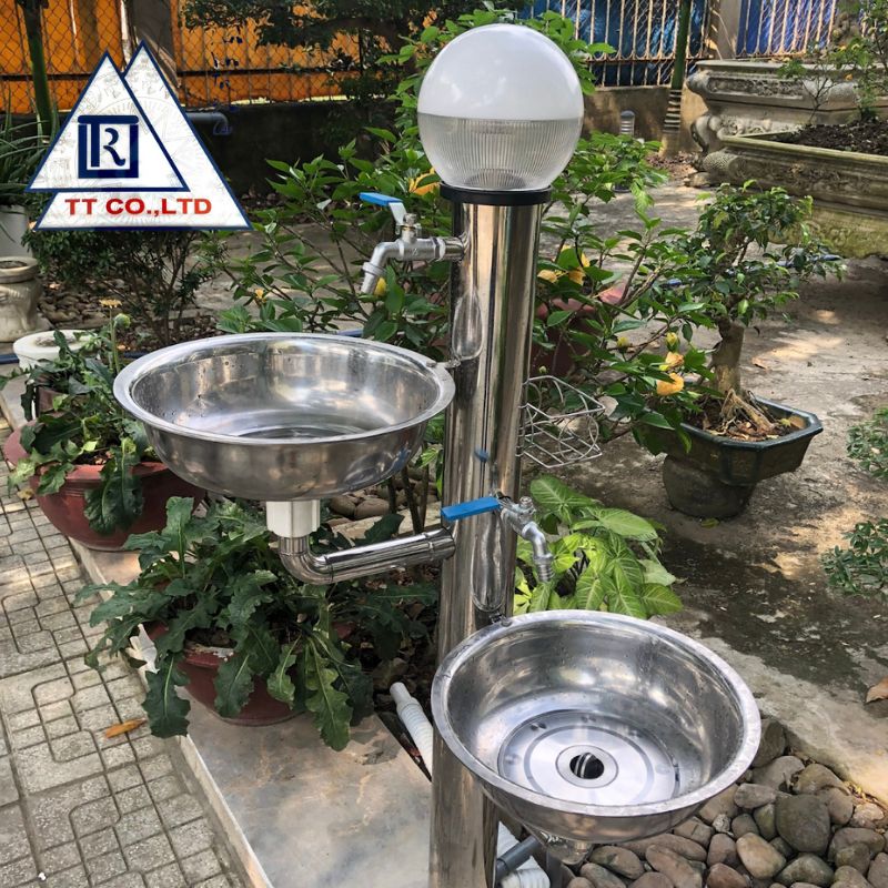 Cây nước inox đa năng 2 chậu rửa có đèn